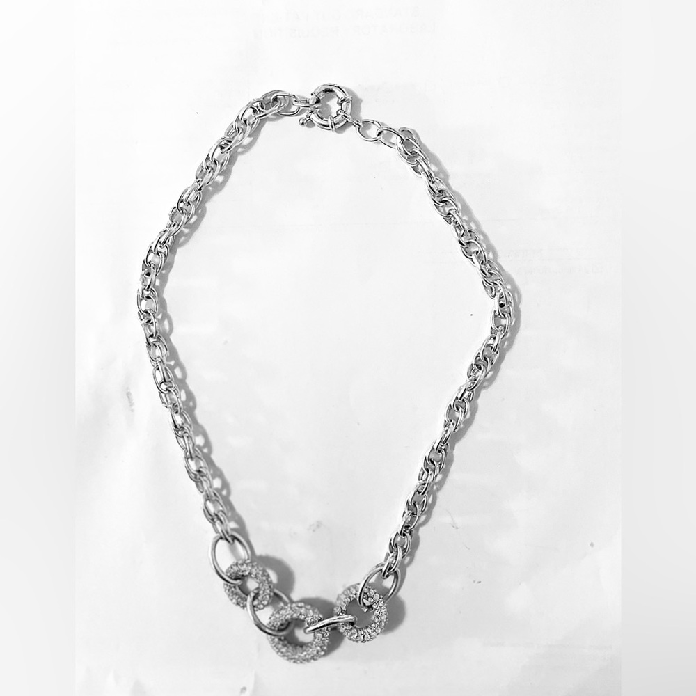 Rhinestone and Silver Tone Necklace